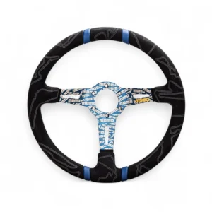 MOMO ULTRA STEERING WHEEL BLACK ALCANTARA BLUE INSER - 350MM