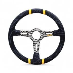 MOMO ULTRA STEERING WHEEL BLACK ALCANTARA YELLOW INSER - 350MM