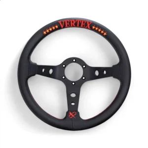 T&E VERTEX JDM PERFORATED LEATHER STEERING WHEEL 10 STARS RED - 330MM