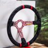 MOMO ULTRA STEERING WHEEL BLACK ALCANTARA RED INSER - 350MM - Image 2