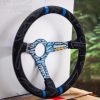 MOMO ULTRA STEERING WHEEL BLACK ALCANTARA BLUE INSER - 350MM - Image 2